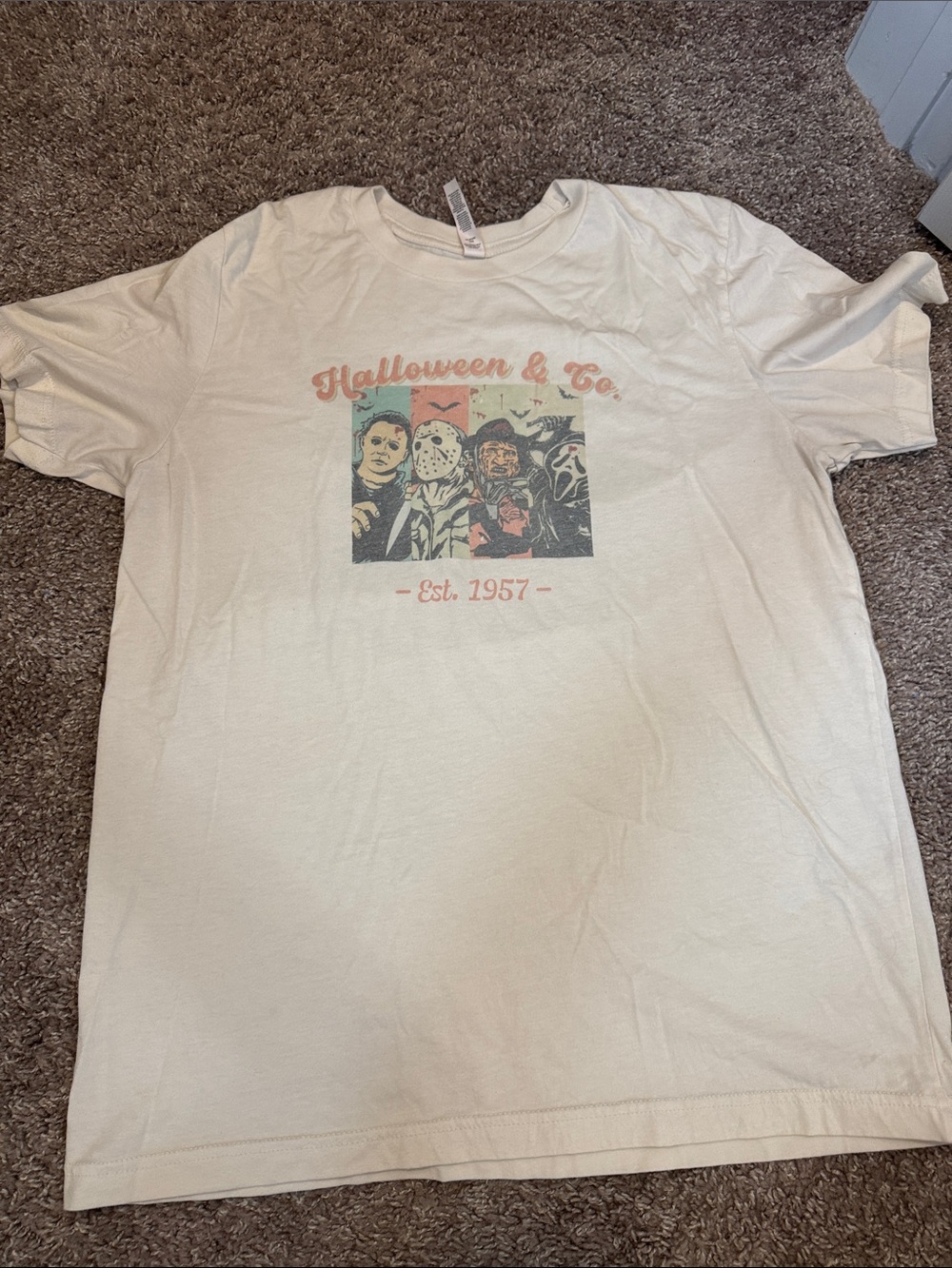 Women’s Cream Halloween Graphic T-Shirt - Casual Crew Neck